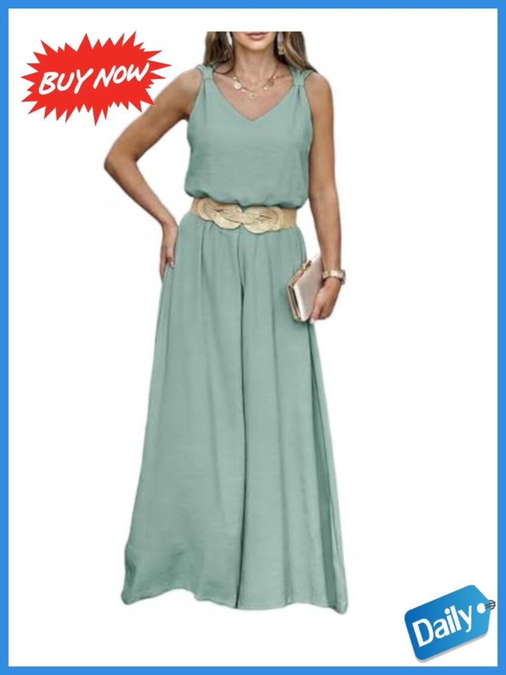 CHICME 2 Piece Sleeveless Twist Tank Top Wide Leg Pant Set